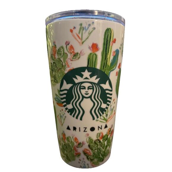 Starbucks Other - Starbucks ARIZONA Ceramic Cactus Floral Scene 12oz Travel Mug Cup Tumbler w/Lid